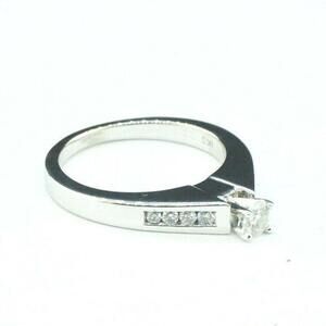 Estate Sale 14k White Gold Diamond Engagement Ring 0.36 TCW Square Cut Vintage